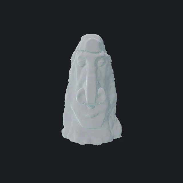 The 3D model 3D Mate generated from the photo, shown as clay
