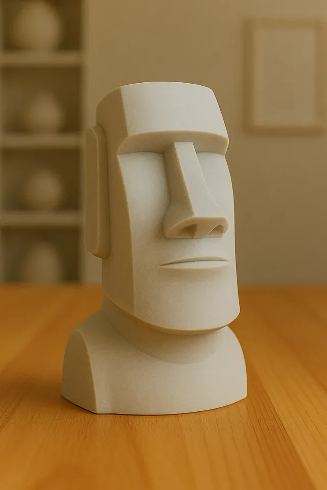 The source photo of a moai statue figurine used as input